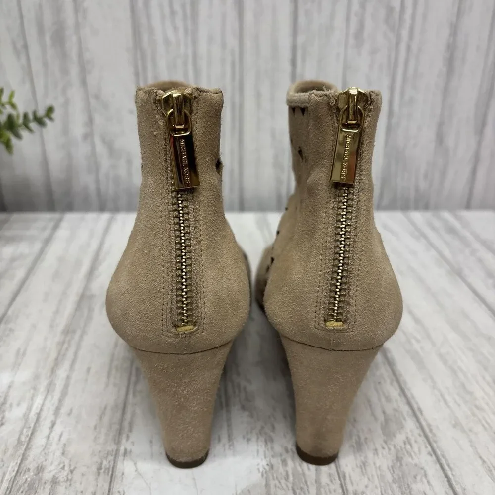 Womens Size 8 Michael Kors Suede Wedge Booties EUC